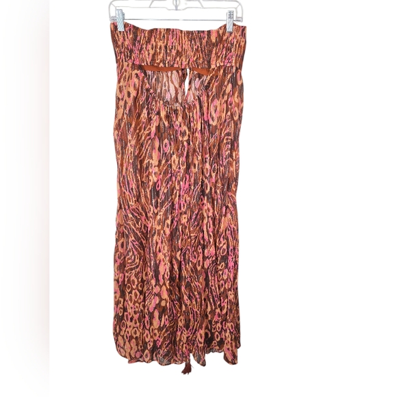 Anthropologie Strapless Maxi Dress in Pink and Brown Animal Print - Picture 7 of 8